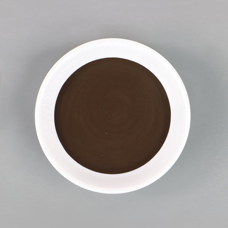Dish with Bleo dark chocolate paint poured in
