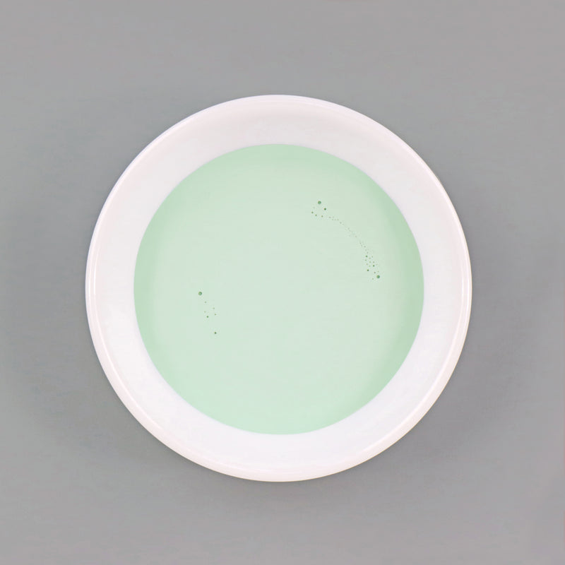 Dish with Bleo aquamarine paint poured in