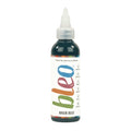 A bottle containing coloured gel paint, on a white background of bleo river blue