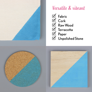 
                      
                        Textiles with blue accents on fabric, cork, raw wood, terracotta, paper, and unpolished stone.
                      
                    