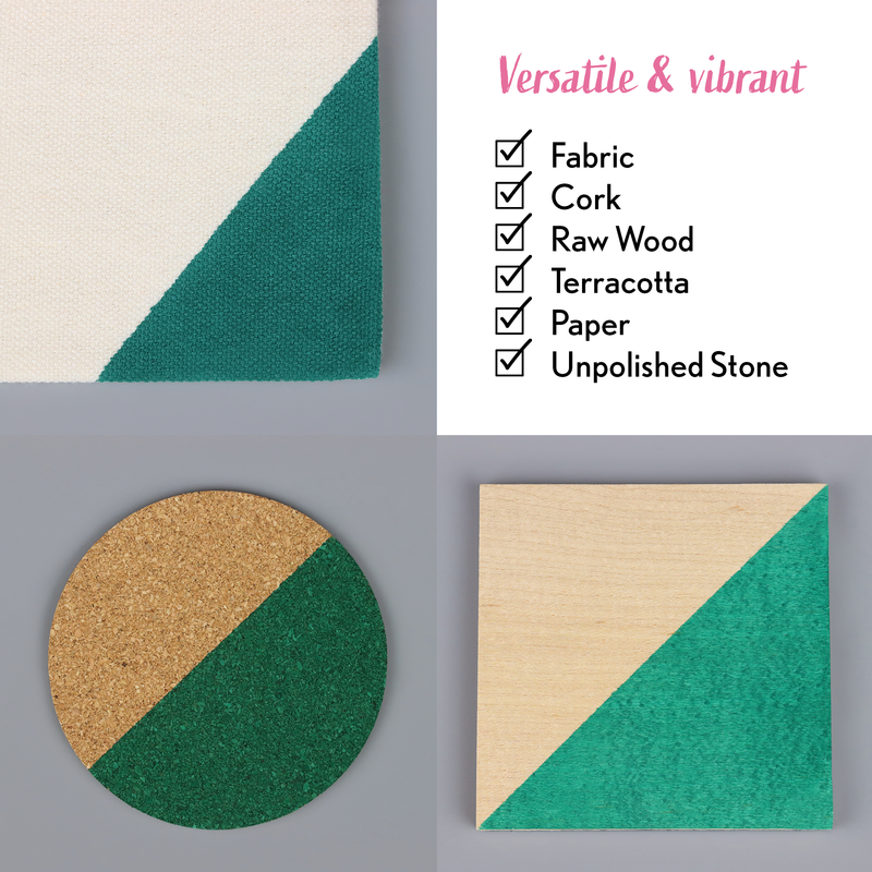 Geometric design with fabric, cork, raw wood, terracotta, paper, and unpolished stone samples on a gray background.