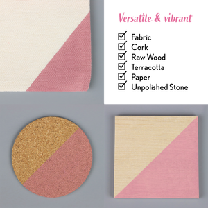 
                      
                        Textured materials including fabric, cork, raw wood, terracotta, paper, and unpolished stone on a gray background.
                      
                    