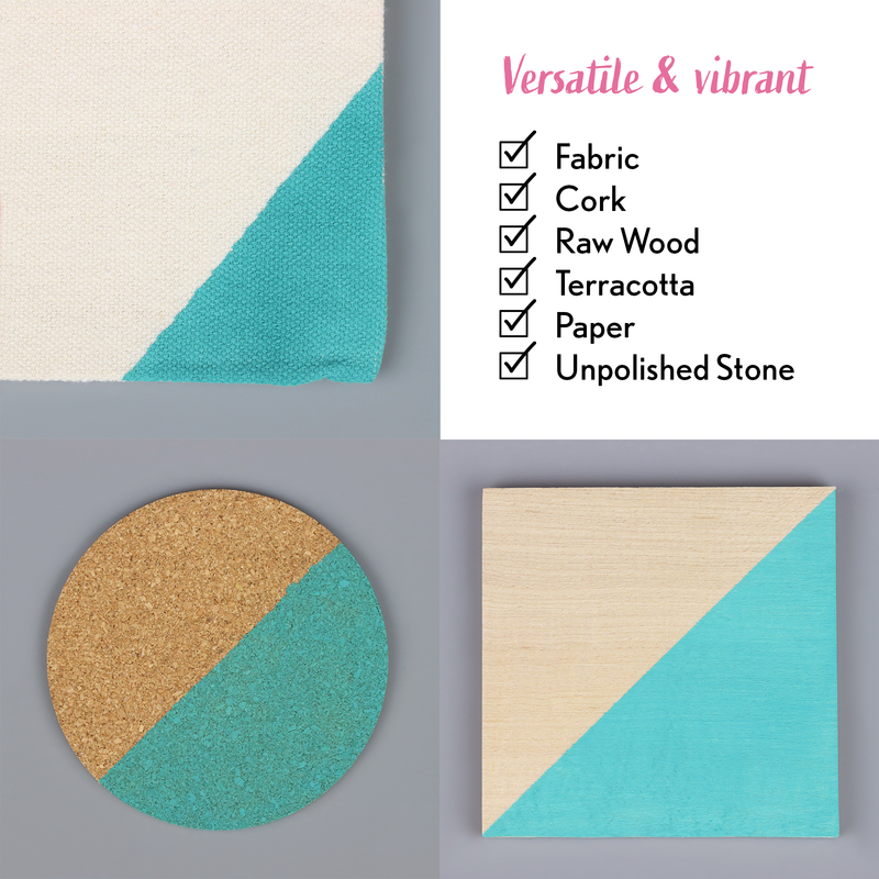 Textured materials with geometric shapes and a list of versatile materials on a gray background.