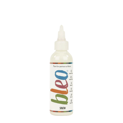 Bleo paint bottle labeled 'bleo Snow' on a white background