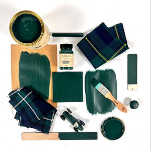 
                      
                        Jubilee British racing green mood board collage flatlay
                      
                    