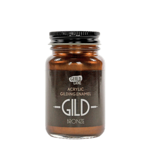 Bottle of GILD acrylic gilding enamel in bronze color on a transparent background