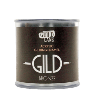 Can of Guild Lane Gilding Enamel in bronze on a white background