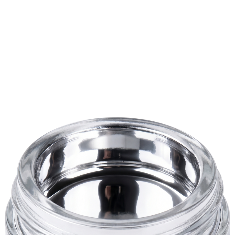 Container with silver metallic chrome mirror paint inside on a white background