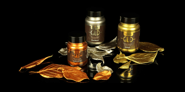 Metallic paint in glass jars
