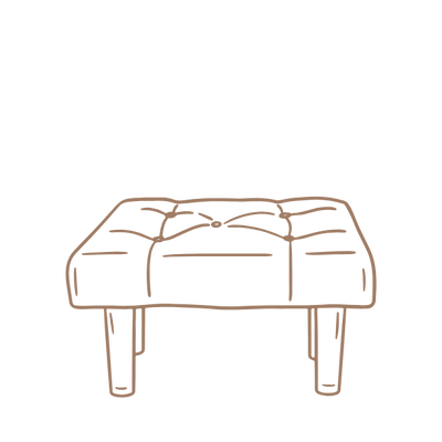 Decorative stool with lace top on a white background