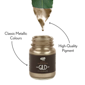 
                      
                        Leaf dipping into a jar of champagne paint
                      
                    