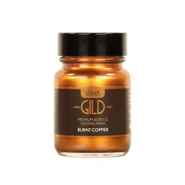 A jar of Super GILD Burnt Copper premium acrylic gilding paint.