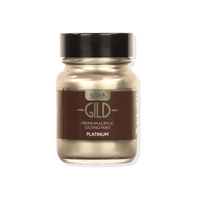 Super Gild premium acrylic gilding paint jar on a transparent background