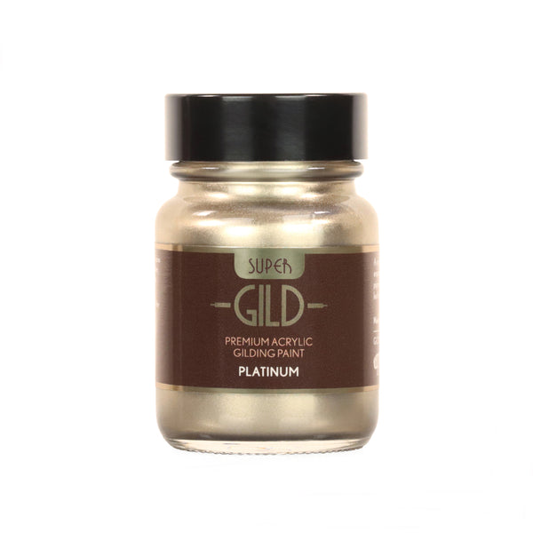 A jar of Super GILD Platinum premium acrylic gilding paint.
