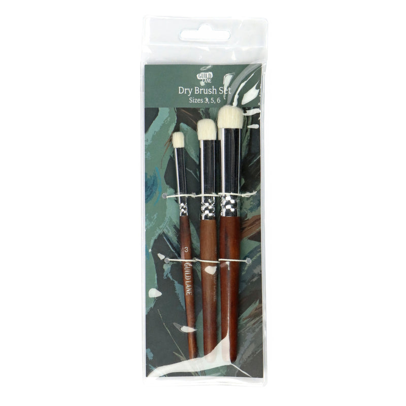 Set of dry brushes in packaging with a leafy design