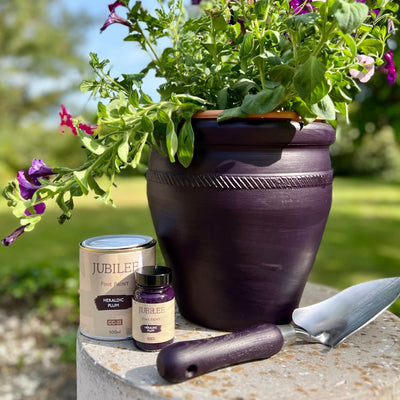 heraldic plum on outdoor garden flower pot