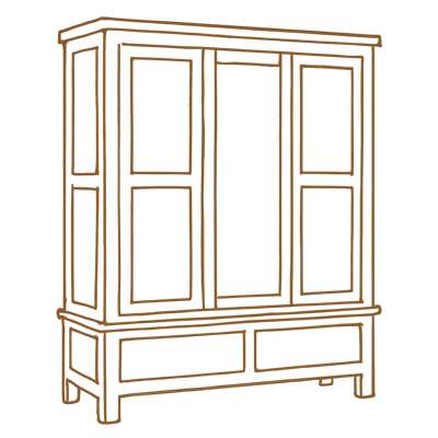 Outline of a wardrobe on a white background