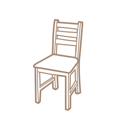 Beige chair with a white cushion on a white background