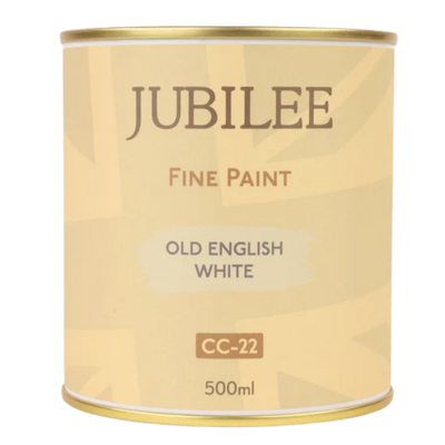 Jubilee Fine Paint can in Old English White color on a white background