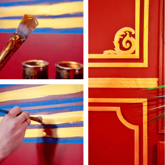 Layer metallic paint to create a textured wall border