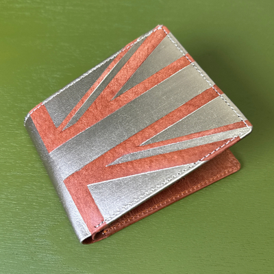 Wallet with Union Jack design on a green background