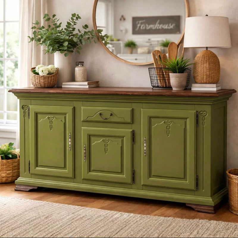 Furniture Cabinet Painted in Light bronze green furniture paint