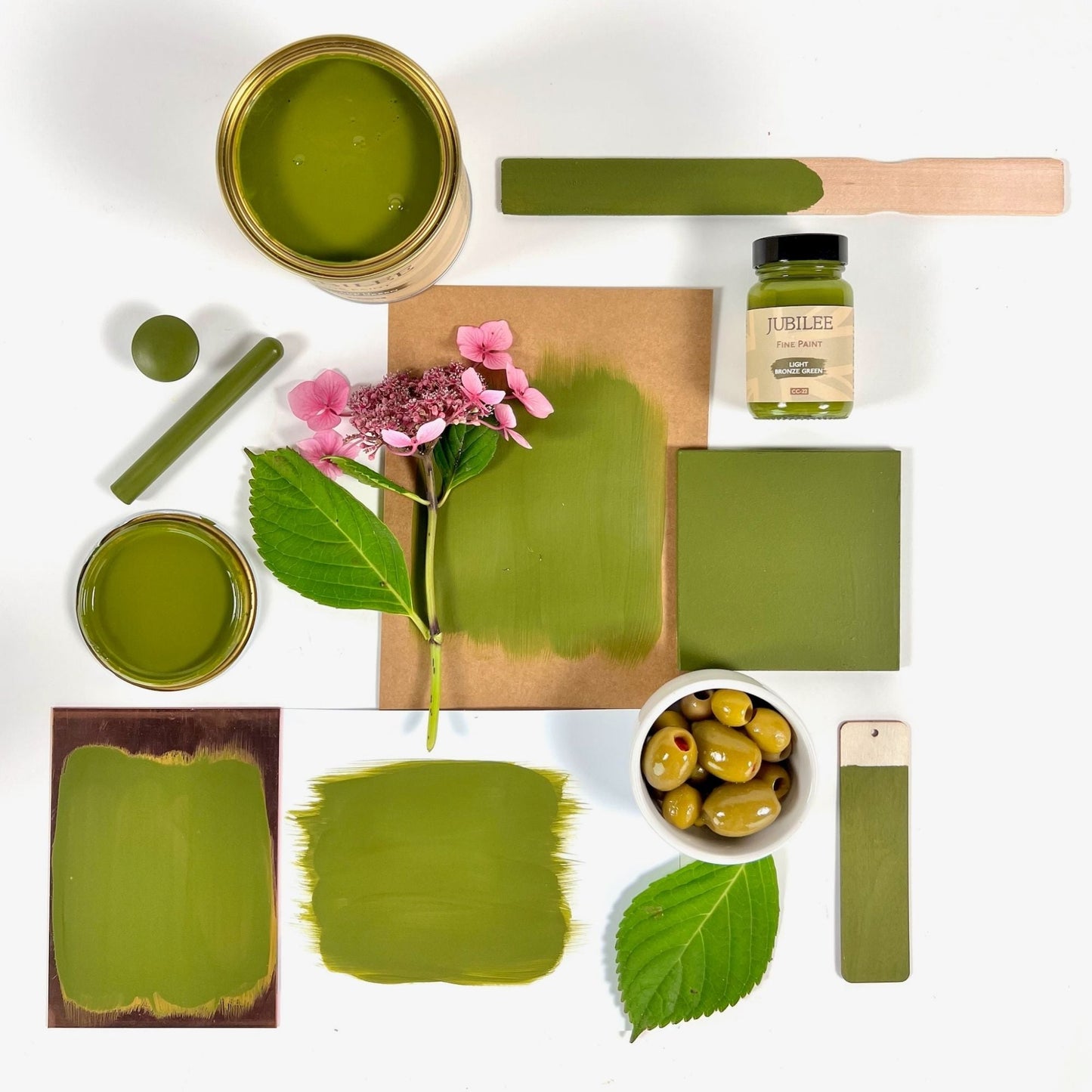 light bronze green flatlay