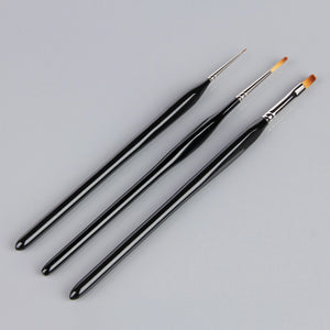 
                      
                        Three black paintbrushes with silver ferrules on a grey background
                      
                    