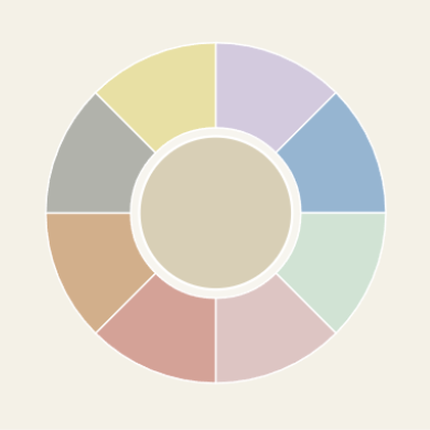 Color wheel with pastel shades on a light beige background