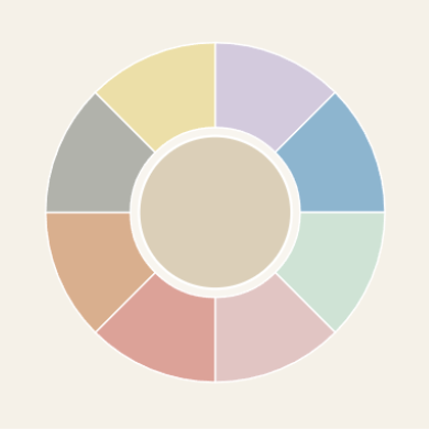 Color wheel with pastel shades on a light beige background