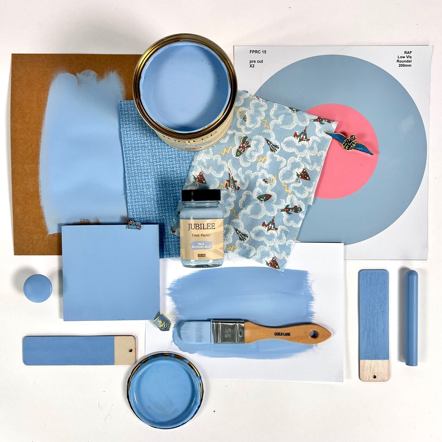 pale roundel blue flatlay