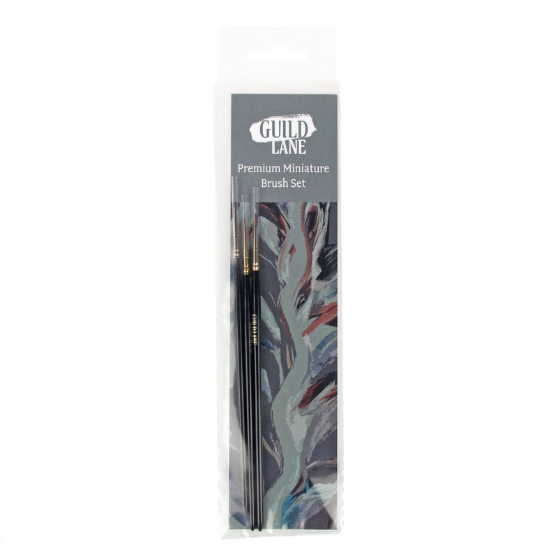 Guild Lane premium miniature brush set packaging on a white background