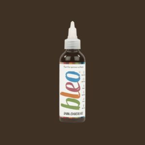 Bottle of 'bleo' dark chocolate paint on a brown background