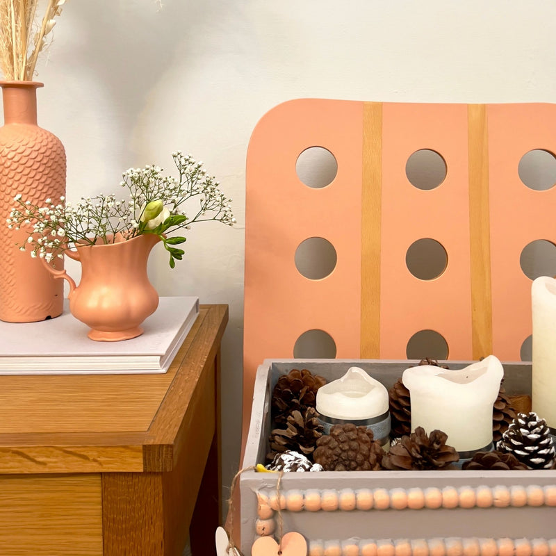 Salmon pink painted bed frame