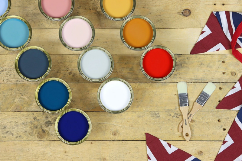 Jubilee paint tins on a workbench