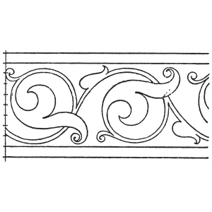 Decorative metal panel with intricate swirling design on a green background