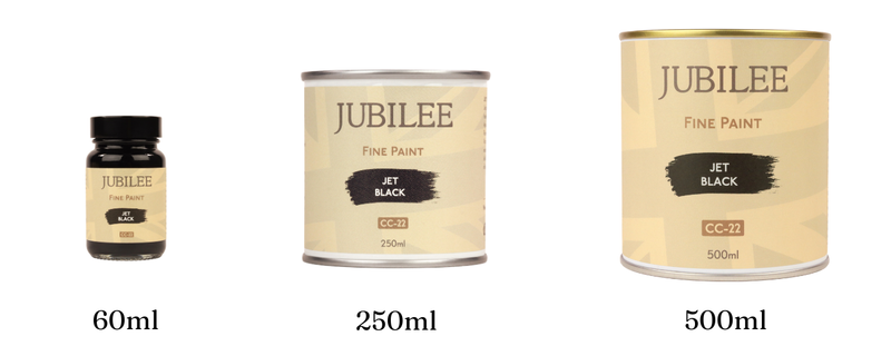 Image depicts the three different Jubilee sizes available 60ml, 250ml, and 500ml