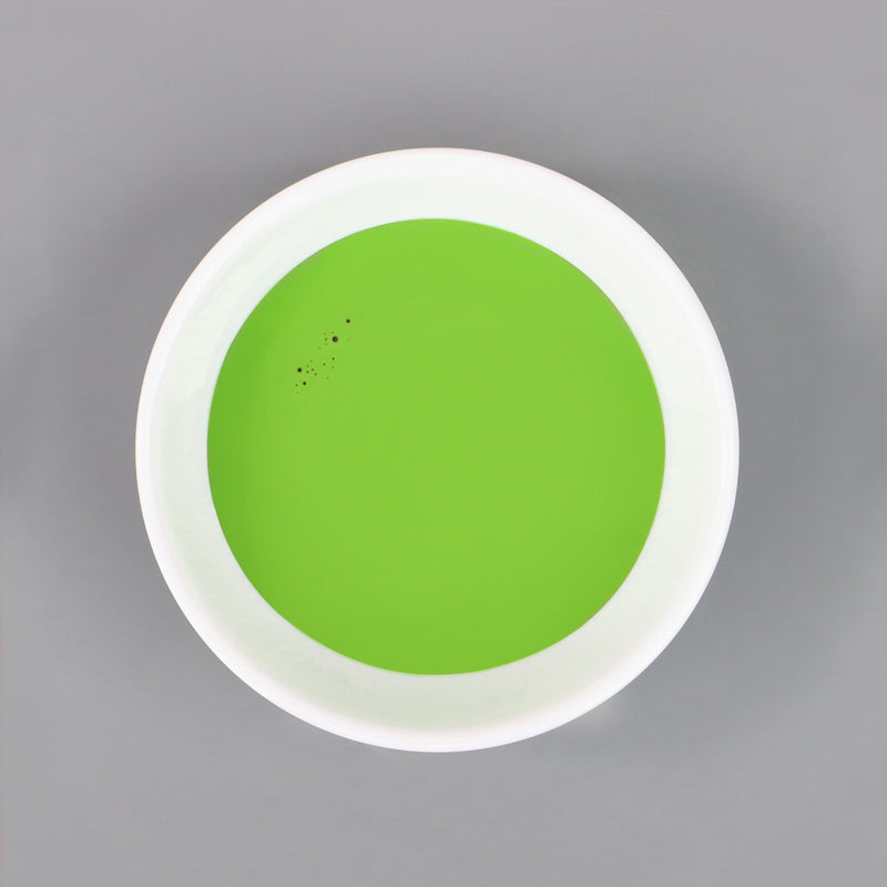 Dish with Bleo apple green paint poured in