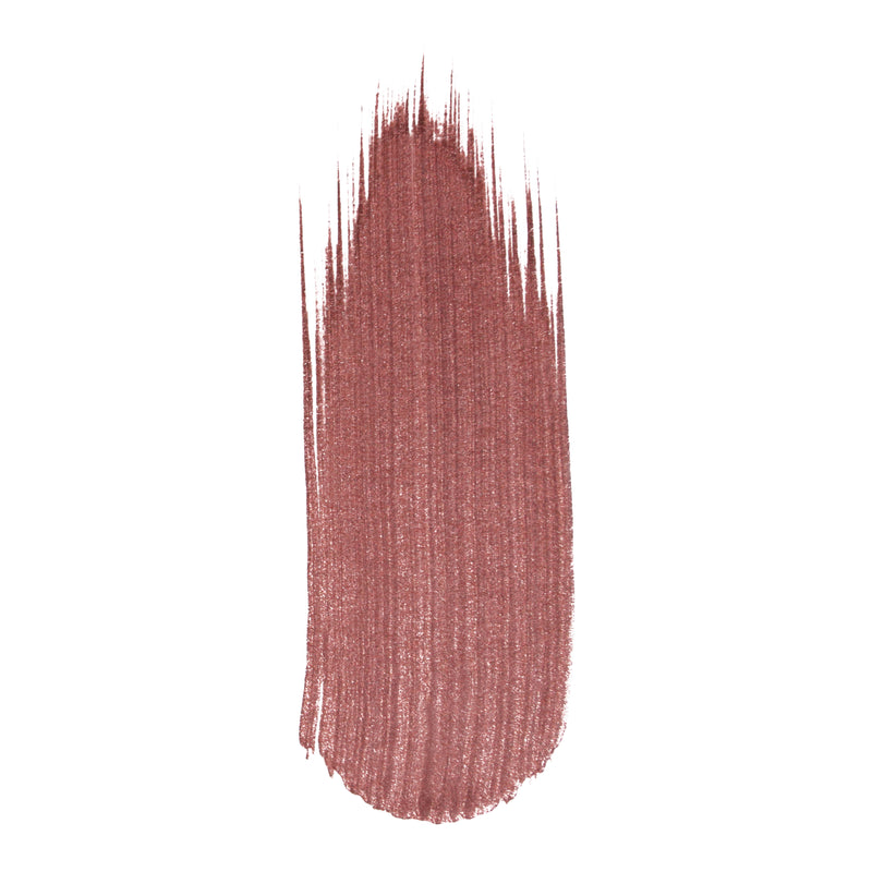 Rose gold swatch of metallic paint on a white background
