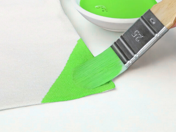 Fabric painted in Bleo Apple Green