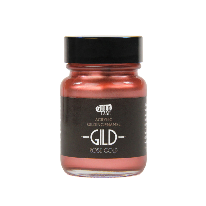 GILD Originals jar of rose gold metallic paint on a white background