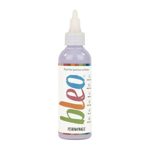 A bottle containing coloured gel paint, on a white background of bleo periwinkle