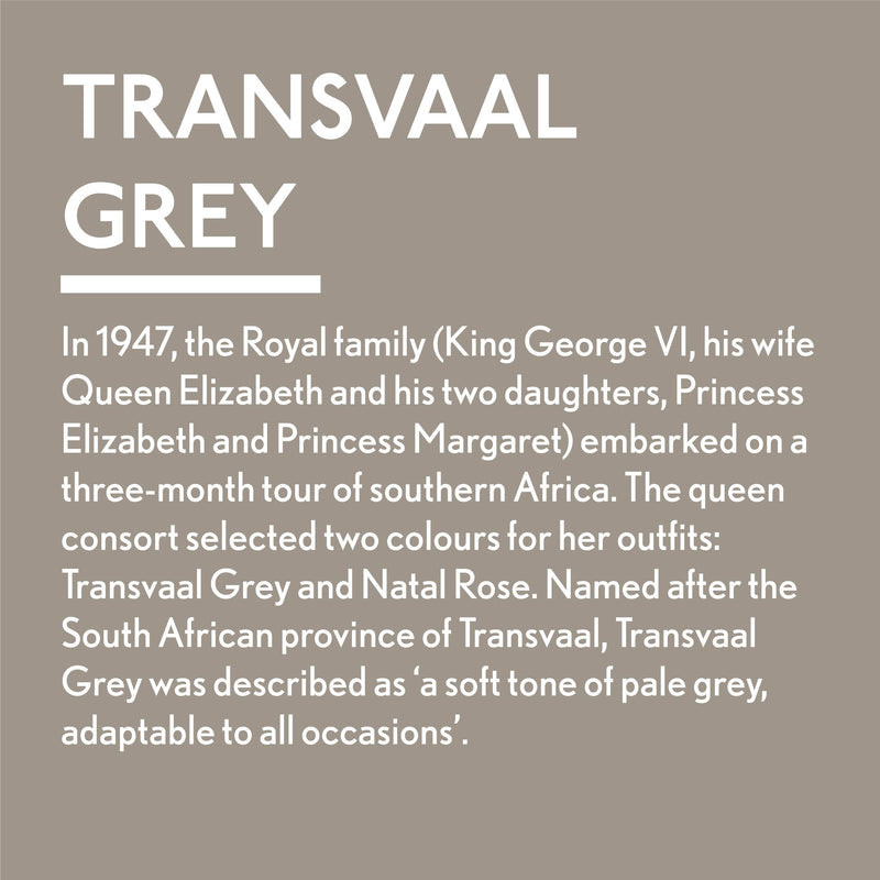 Trasvaal-Grey' coloured square with title and colour description