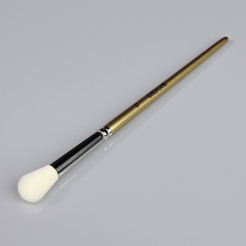 A round mop brush with an oval tip and a lacquered beech wood handle with a secure stainless steel ferrule.