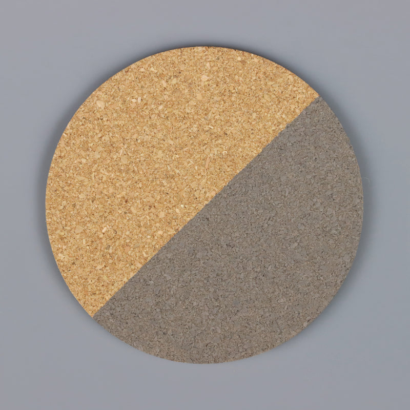 Cork with Bleo Slate Grey paint painted on the surface