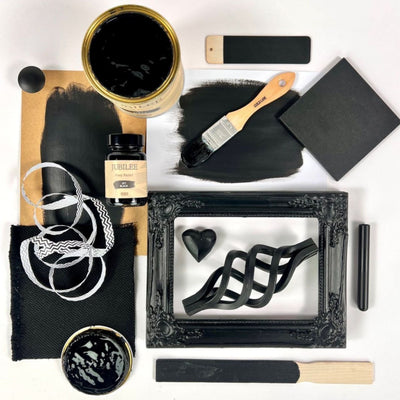Jubilee Jet Black mood board collage flat lay