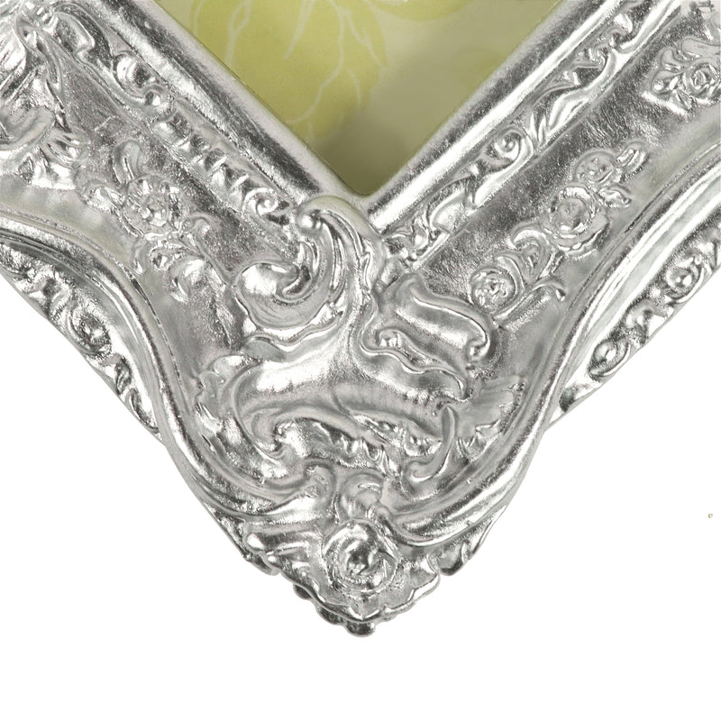 Silver metallic painted ornate frame 