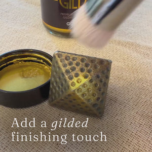 
                      
                        Load and play video in Gallery viewer, Video of a metal drawer pull being painted using a dry brush and gold paint for hardware. 
                      
                    