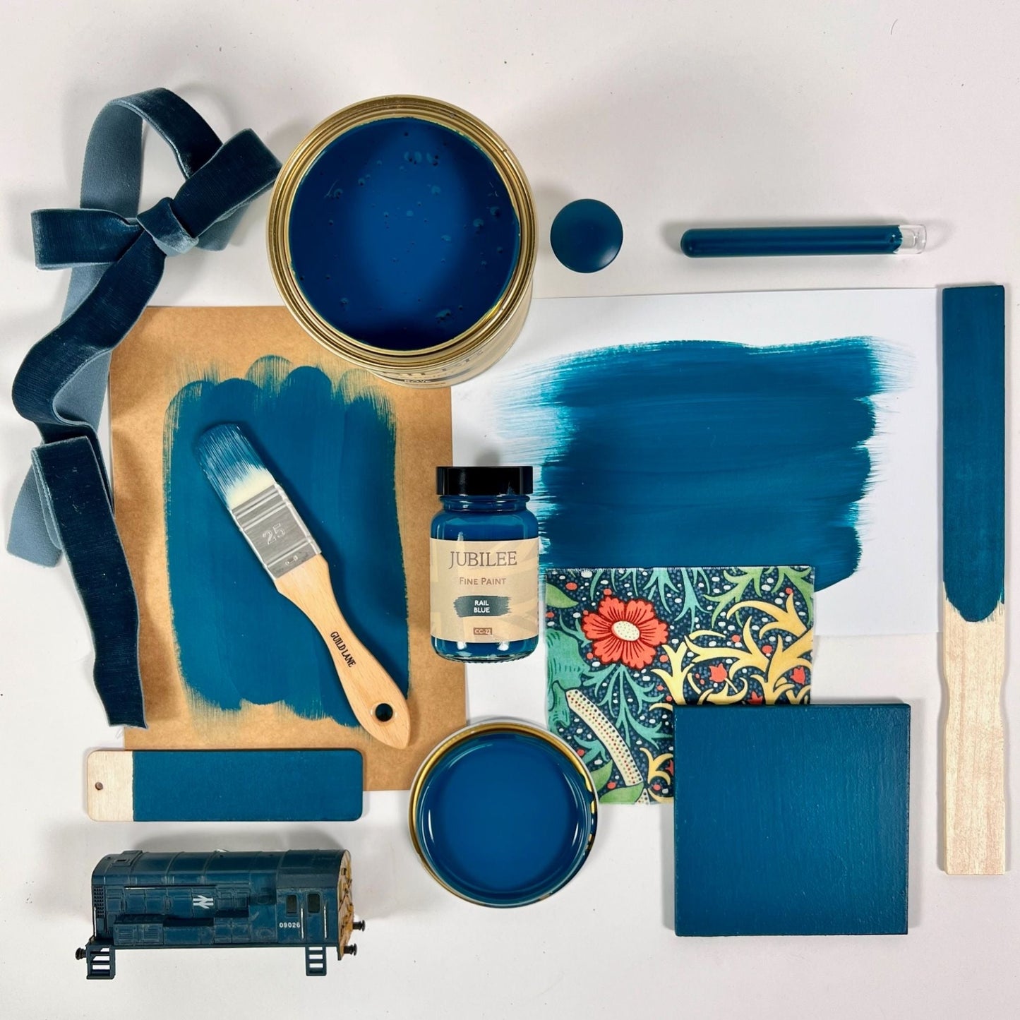 rail blue flatlay