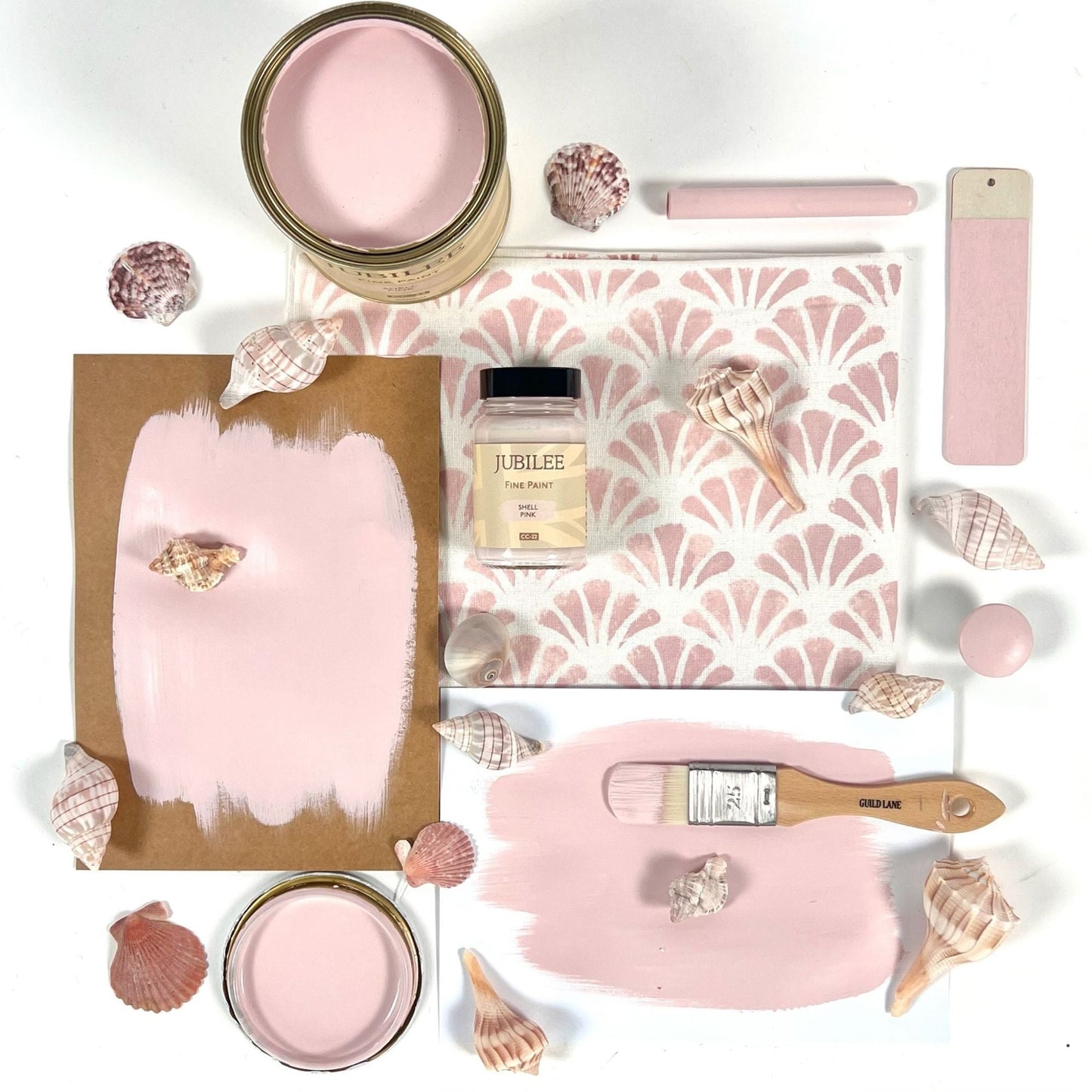 shell pink flatlay